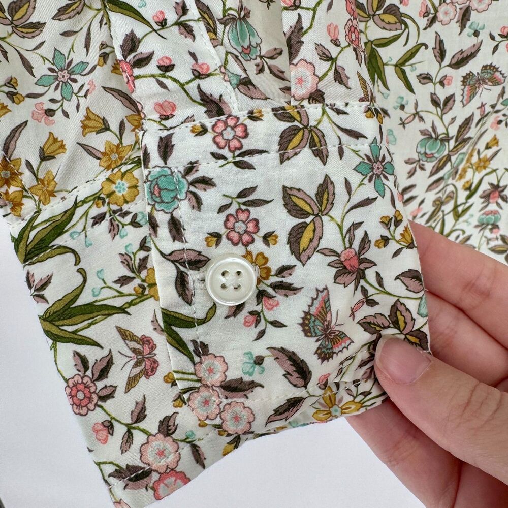J.Crew Liberty Fabric Floral Shirt Womens 10 Classic Fit Button Down Cotton - Picture 4 of 9